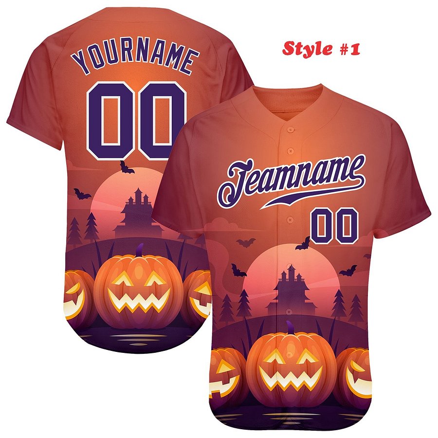 Authentic Baseball Jersey, Custom Baseball Jersey, Personalized Sport Jersey, Colorful, Flowers, Number, Logo, Halloween Gift product image (183)