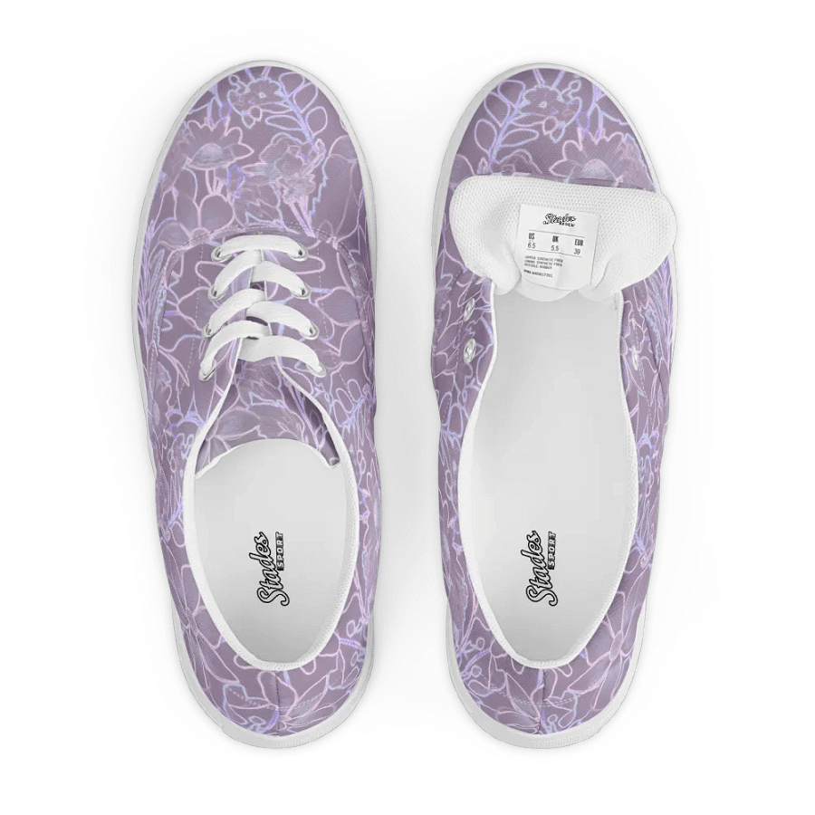 Line art Lilac and Pink Floral/Women's Lace-Up Canvas Shoes by Allcolor product image (5)
