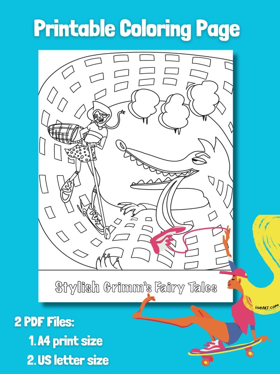 Printable Stylish Grimm's Fairy Tale Coloring Page PDF product image (1)