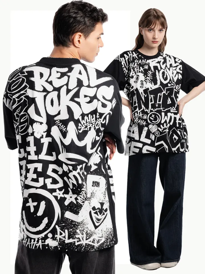 REAL JOKES SCATTERED - BLACK Oversized Unisex Tshirt product image (2)