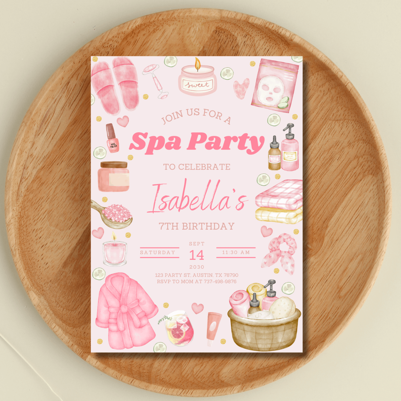 Spa Party Birthday Invitation | Pamper Party Invite | Spa Day | Glam Birthday | Any Age | Printable Digital Download product image (3)