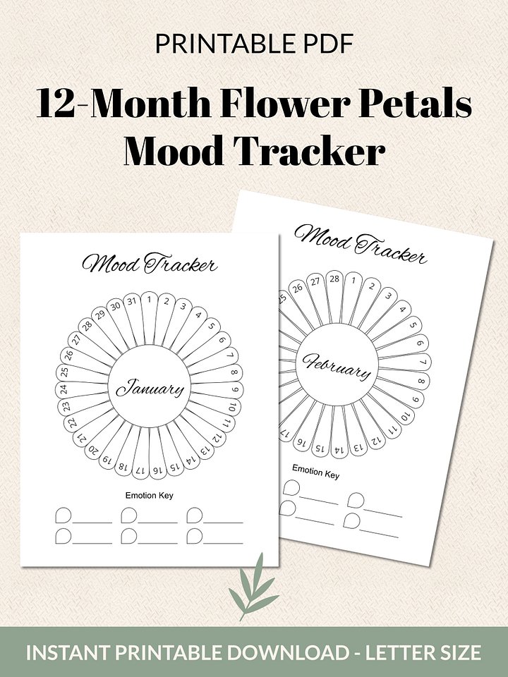 Printable 12-Month Flower Petals Mood Tracker product image (2)