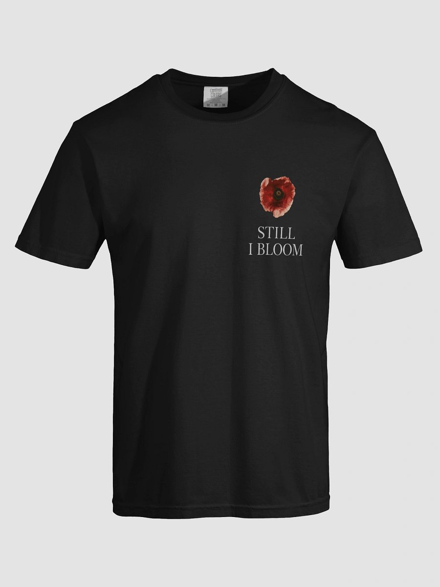 Still I Bloom – Minimalist Red Poppy Graphic Tee | Inspirational Floral T-Shirt product image (3)