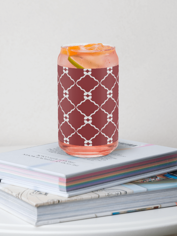 Bows and Ribbon Pattern in Red and White Glass Tumbler product image (1)