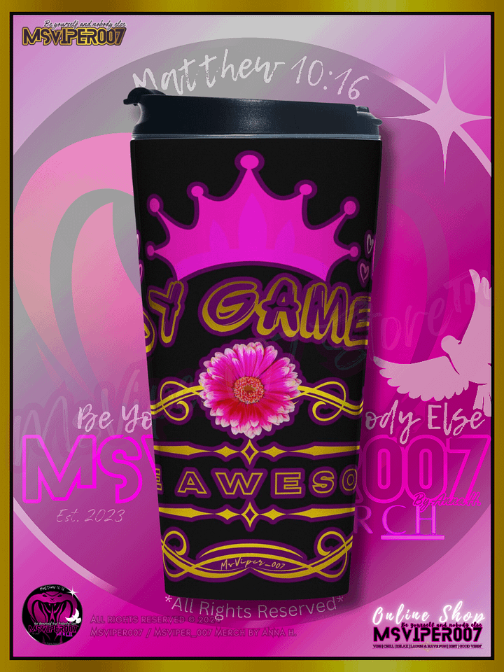 Travel Mug - MsViper007's "Lady Gamers Are Awesome™ [classic theme | V1B]" Hot or Cold Beverage Stainless Steel Travel Mug by Anna H. product image (1)