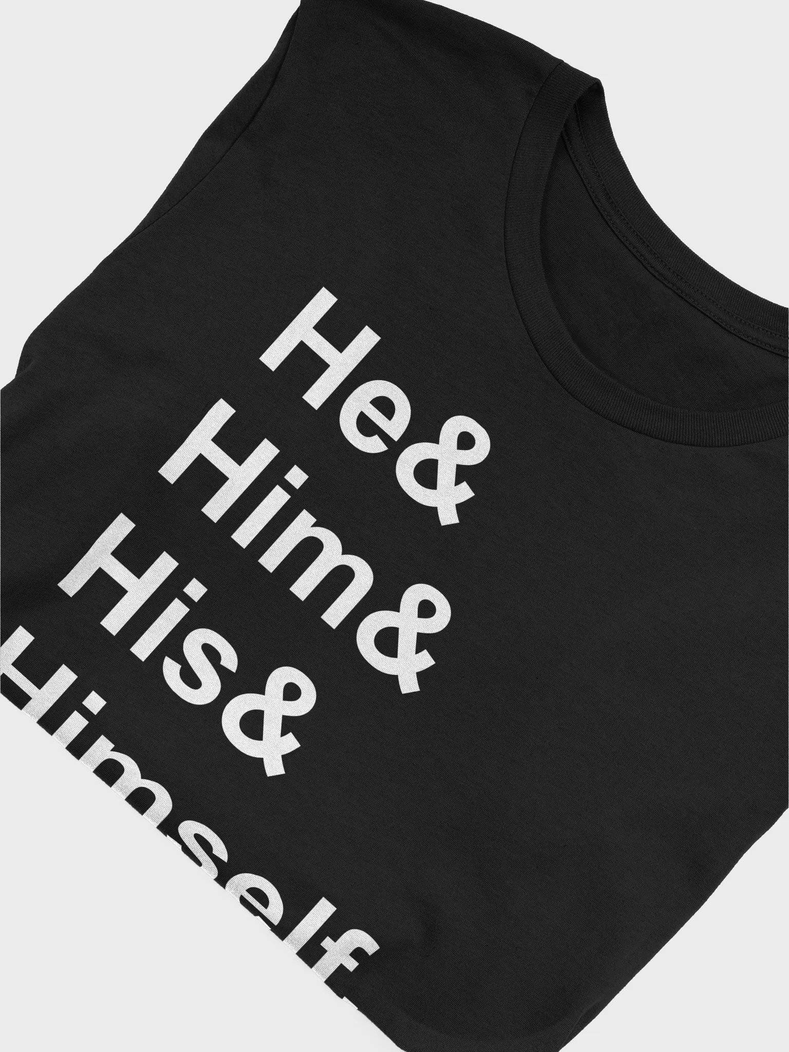 he/him (white) t-shirt product image (5)