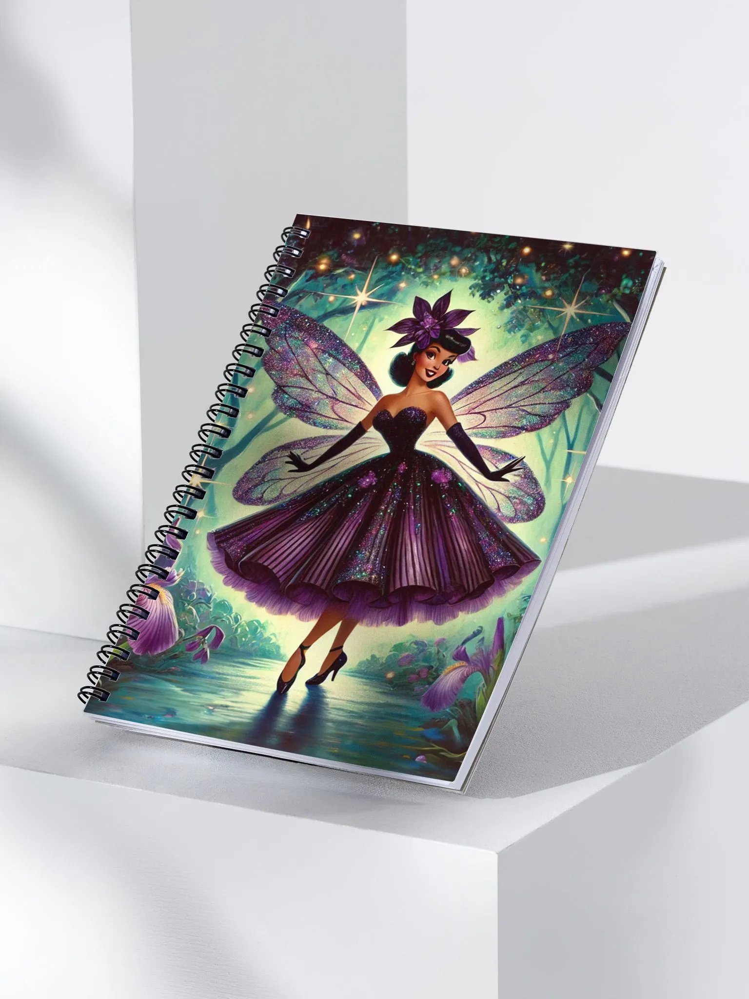 Enchanted Forest Purple Iris Fairy Spiral Notebook product image (3)