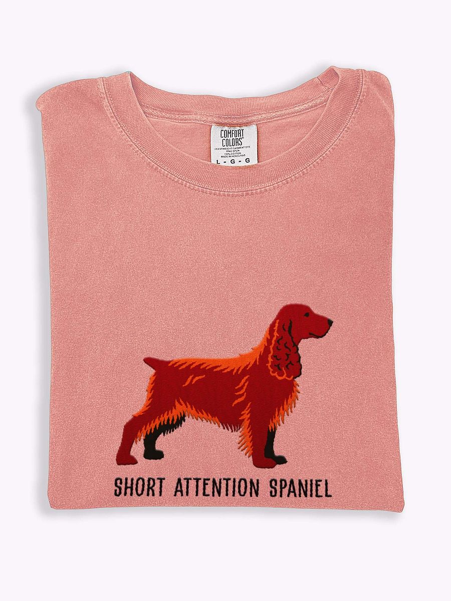 Short Attention Spaniel T-Shirt(Embroidered) of a Field Spaniel(Liver) product image (1)