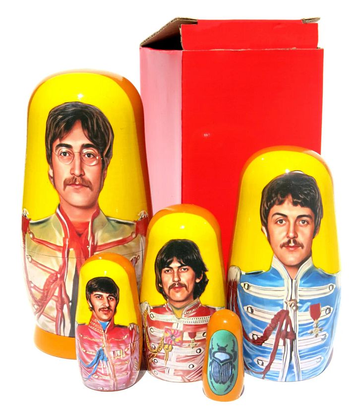 The Beatles John Lennon 5 Piece Nesting Doll Set - Handcrafted Stacking Matryoshka Set - FREE U.S. SHIPPING! product image (2)