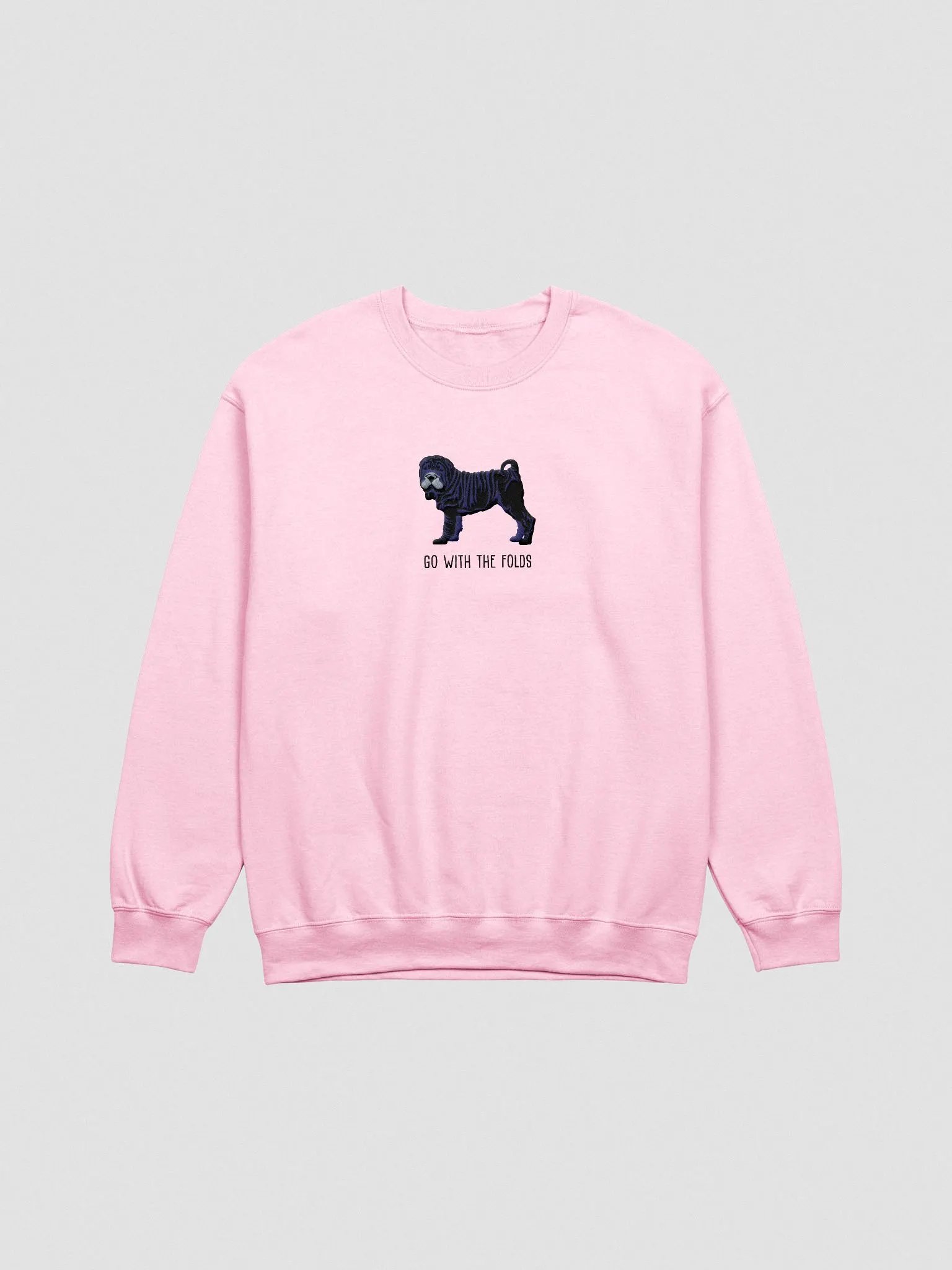 Go with the Folds Sweatshirt (Embroidered) of a Chinese Shar-Pei(Black) product image (4)