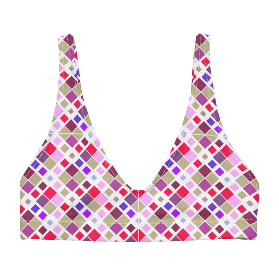 Colorful Square Pattern Design Padded Bikini Top - V2 product image (4)