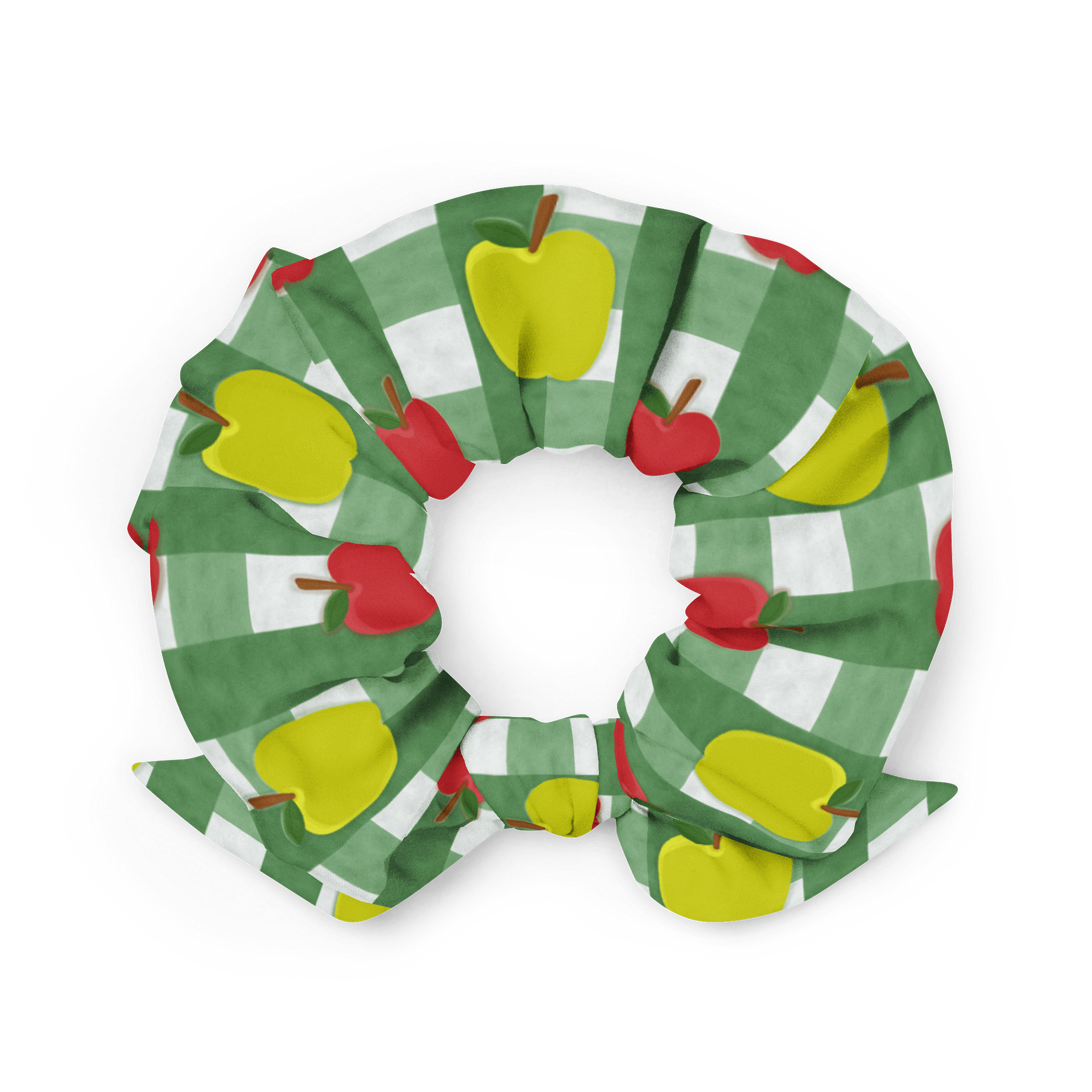Apple Gingham Pattern-Green Background Scrunchie product image (2)