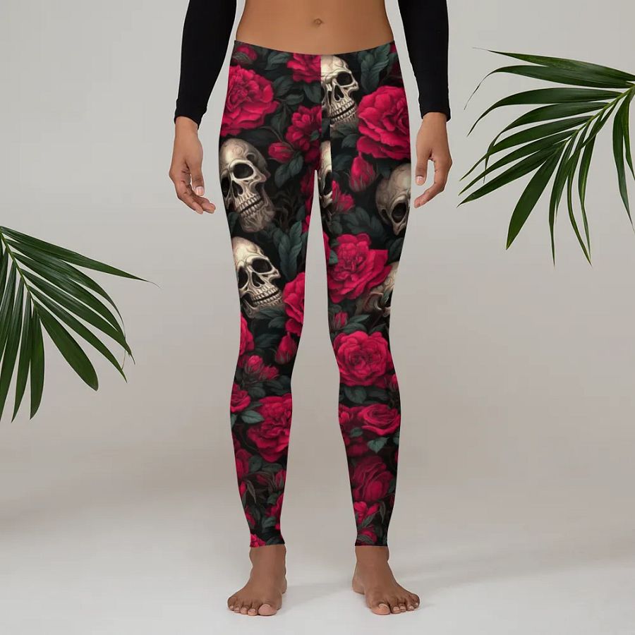 Leggings – Skulls and Roses Print for Edgy & Bold Style product image (3)