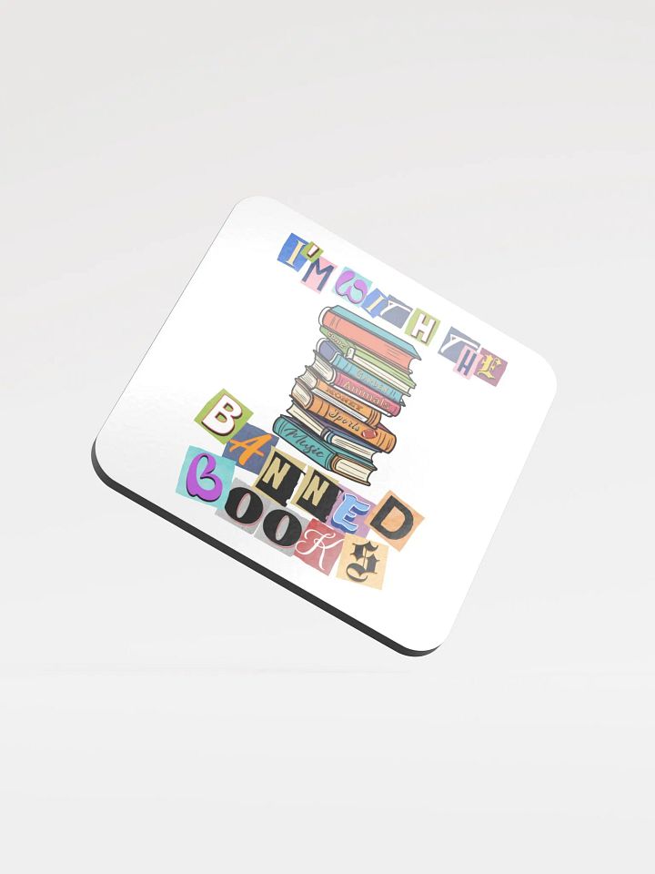 Im With The Banned Books Stack Cork Coaster product image (1)