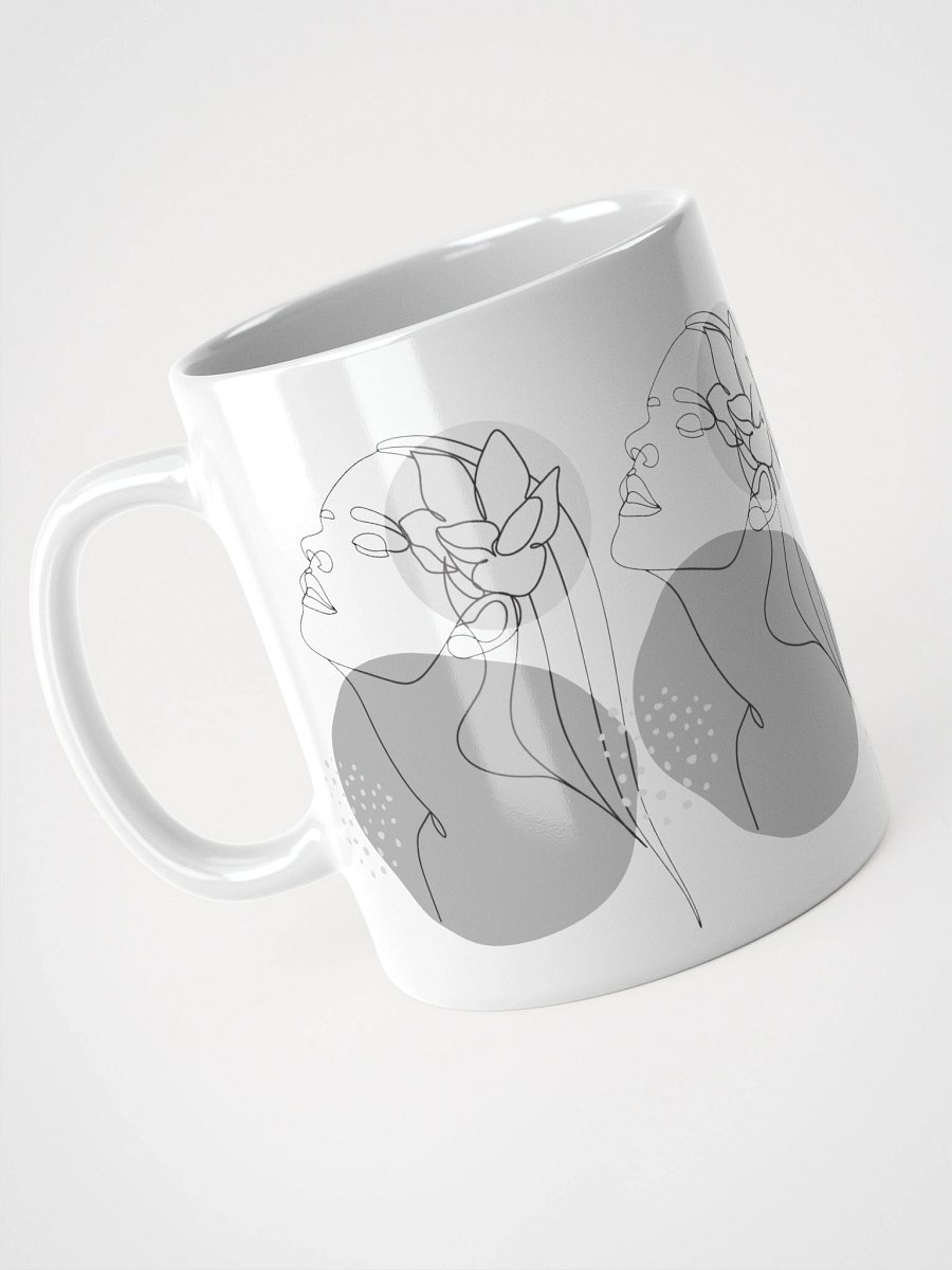 Mug Blanc Equilibre Femme Gris - Elégance Silencieuse - Idée Cadeau Raffiné product image (3)