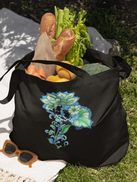 Cool Blue Florals - Eco-conscious Organic Cotton Tote product image (2)