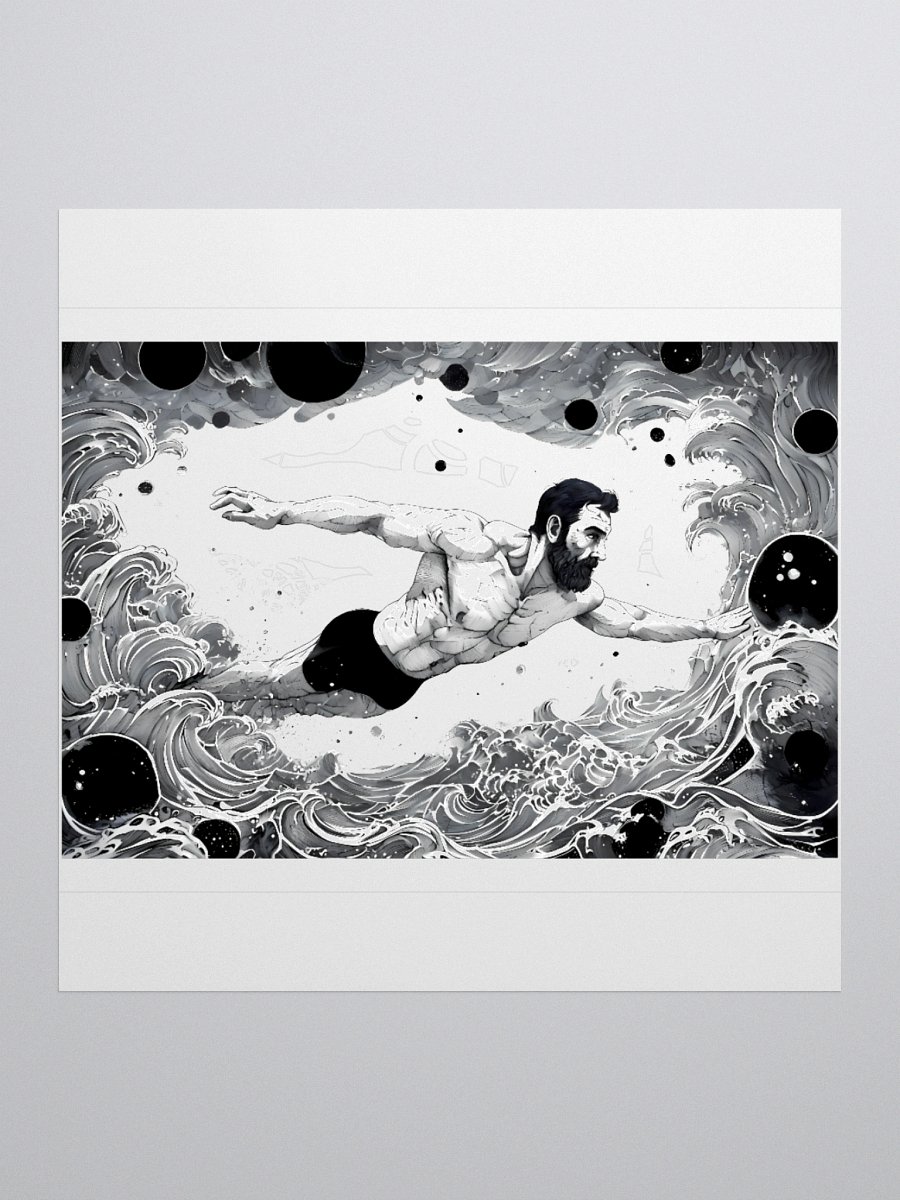 Monochrome Maritime Adventure: Black & White Waves Sticker product image (2)