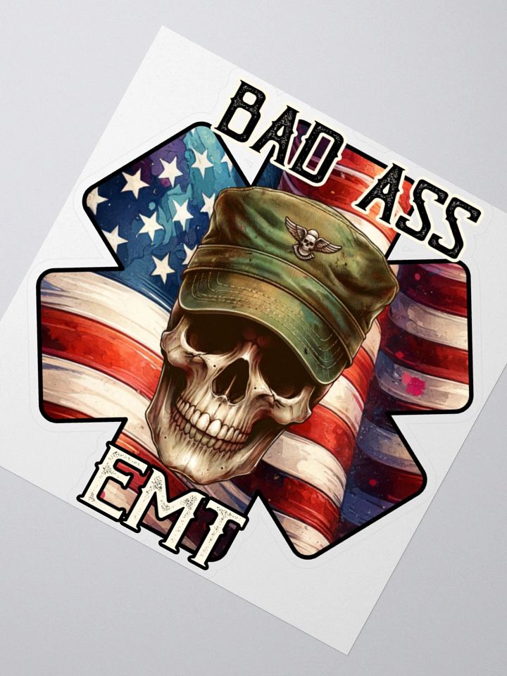 EMS Themed Vinyl Sticker - Bad Ass Skull EMT product image (1)