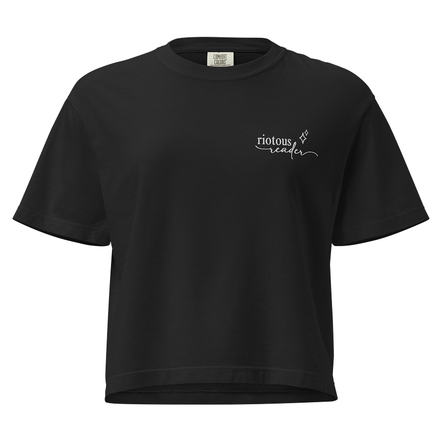 Riotous Reader Box Crop Embroidered Tee (Dark) product image (1)