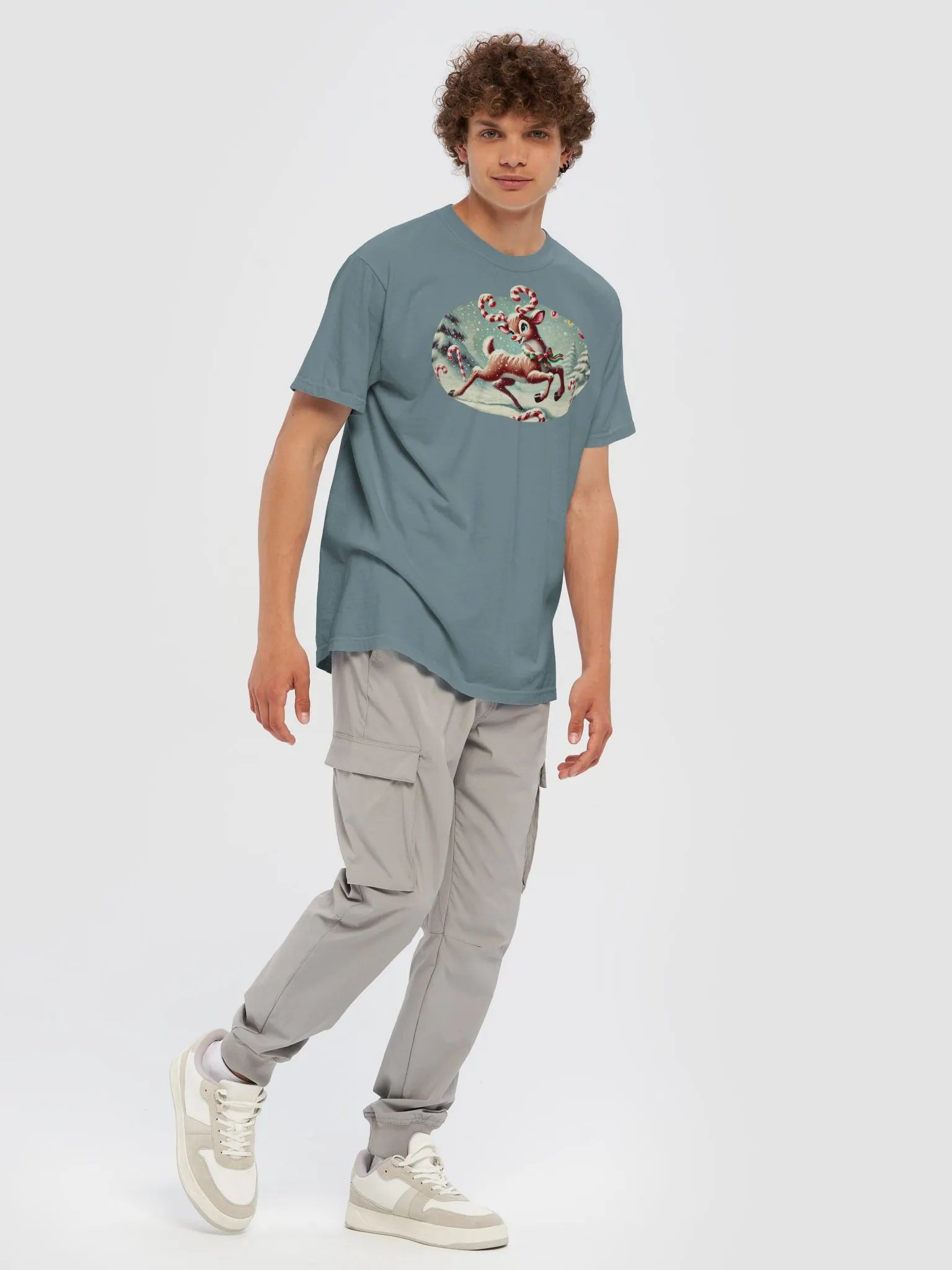 Prancing Candy Cane Reindeer Holiday Comfort Colors T-Shirt product image (39)