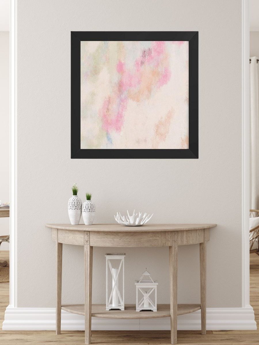 Abstract beige, pink coral green print eclectic boho wall decor pastel colors wall art product image (1)
