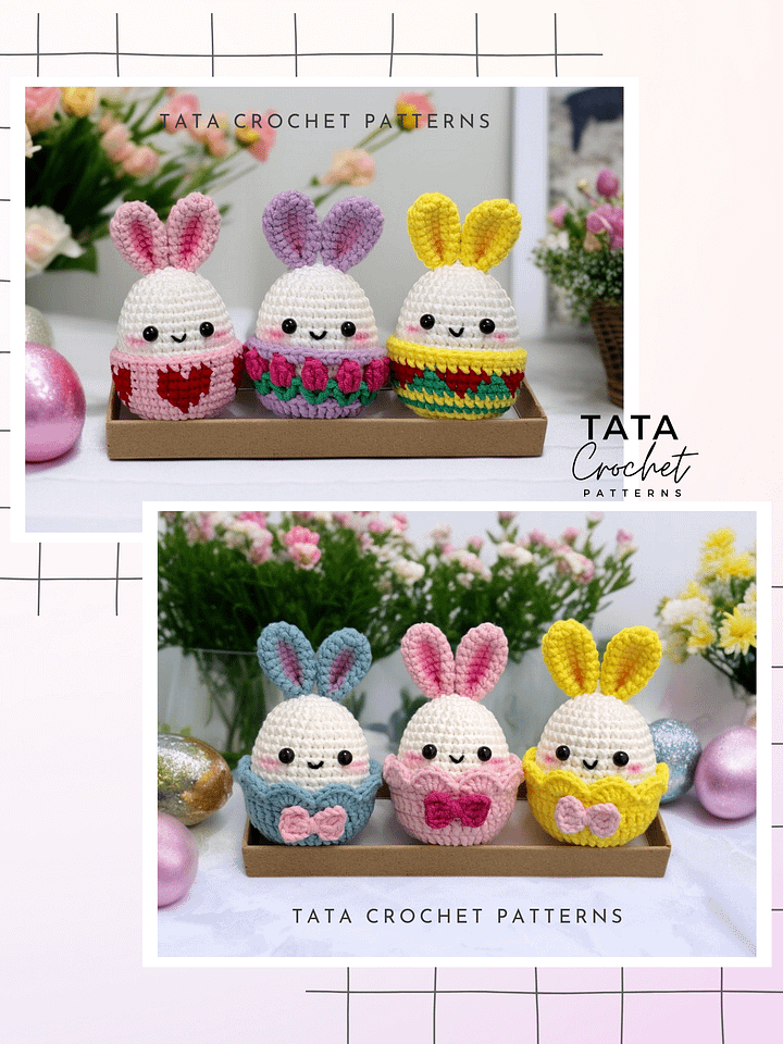 PDF Pattern -♡- (8 in 1) Super Cute Easter Bunny Eggs Amigurumi product image (2)