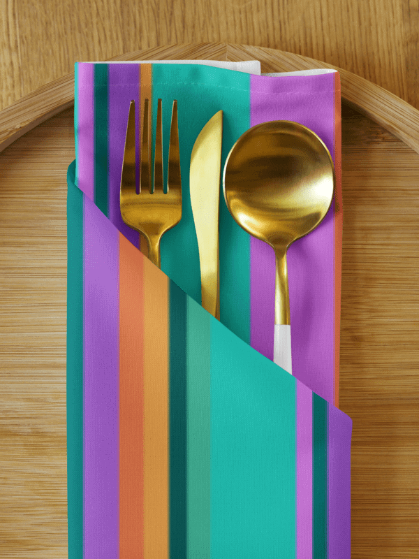 Set of Colorful Striped Party Time! Cloth Napkins product image (1)