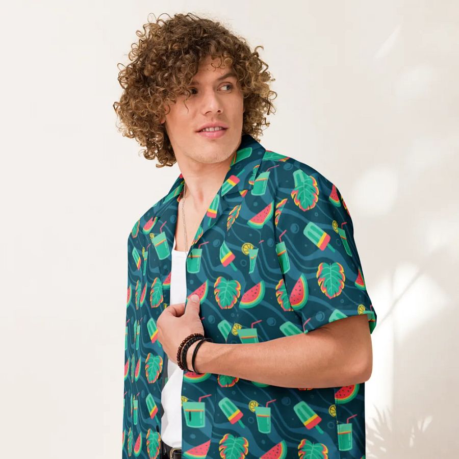 Summer Watermelon Cocktail Hawaiian Shirt product image (7)
