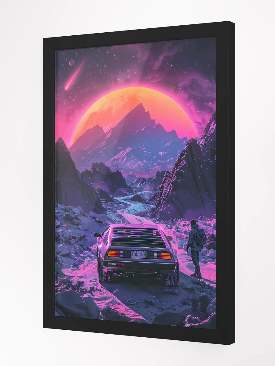 Neon Mountain Moonrise Framed Poster product image (2)