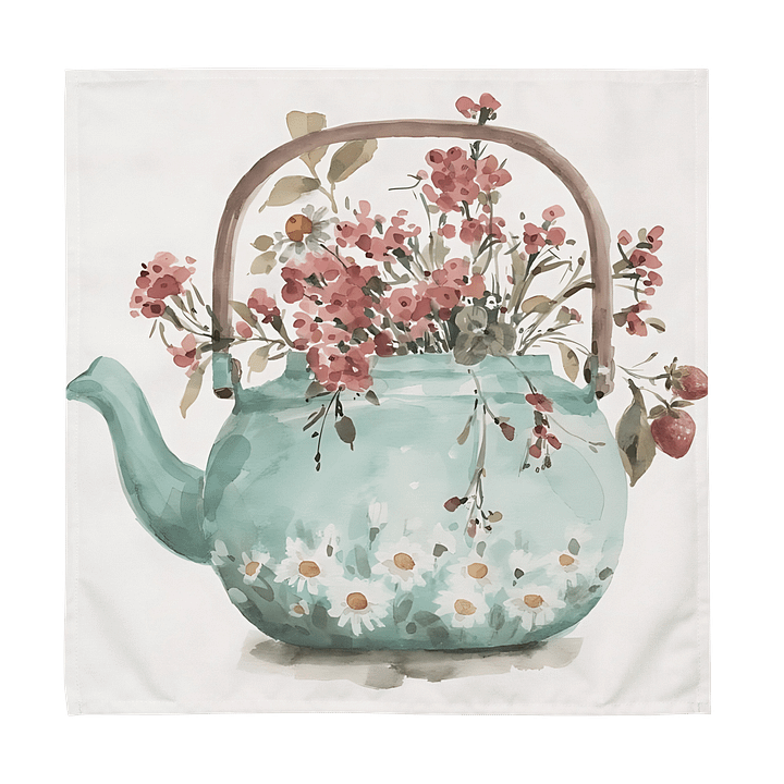 Floral Teapot Cloth Napkin Set (4) product image (1)