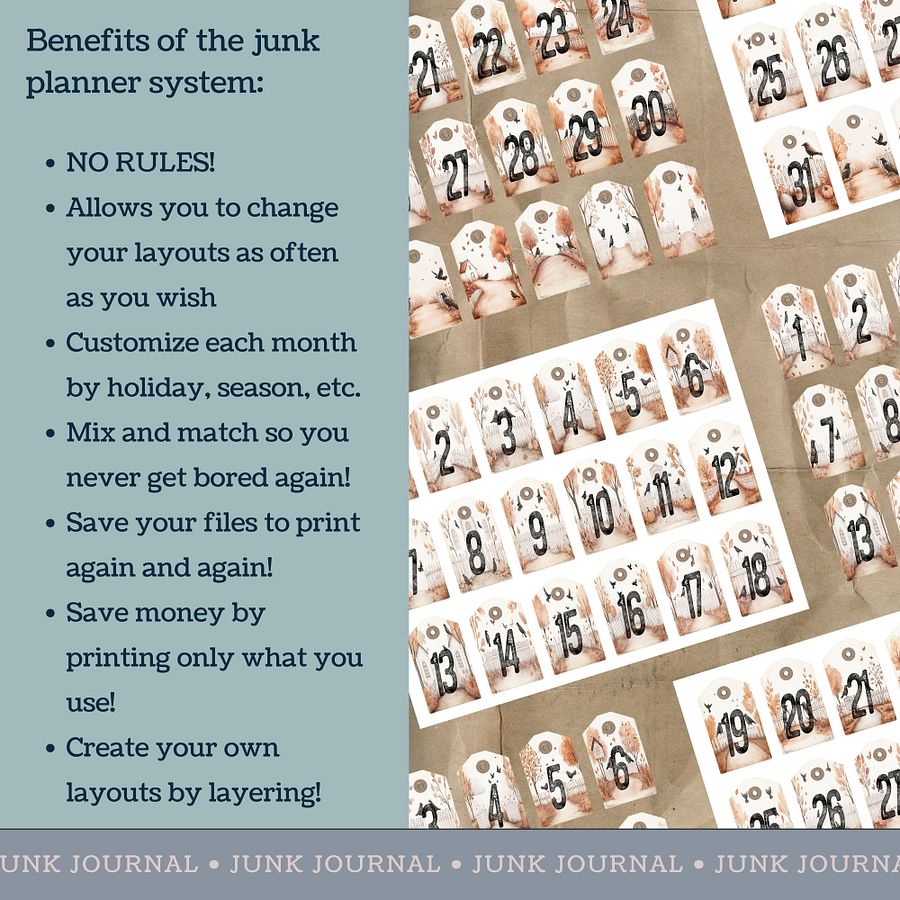 Autumn Crows - Printable Dated Tags V4 product image (4)