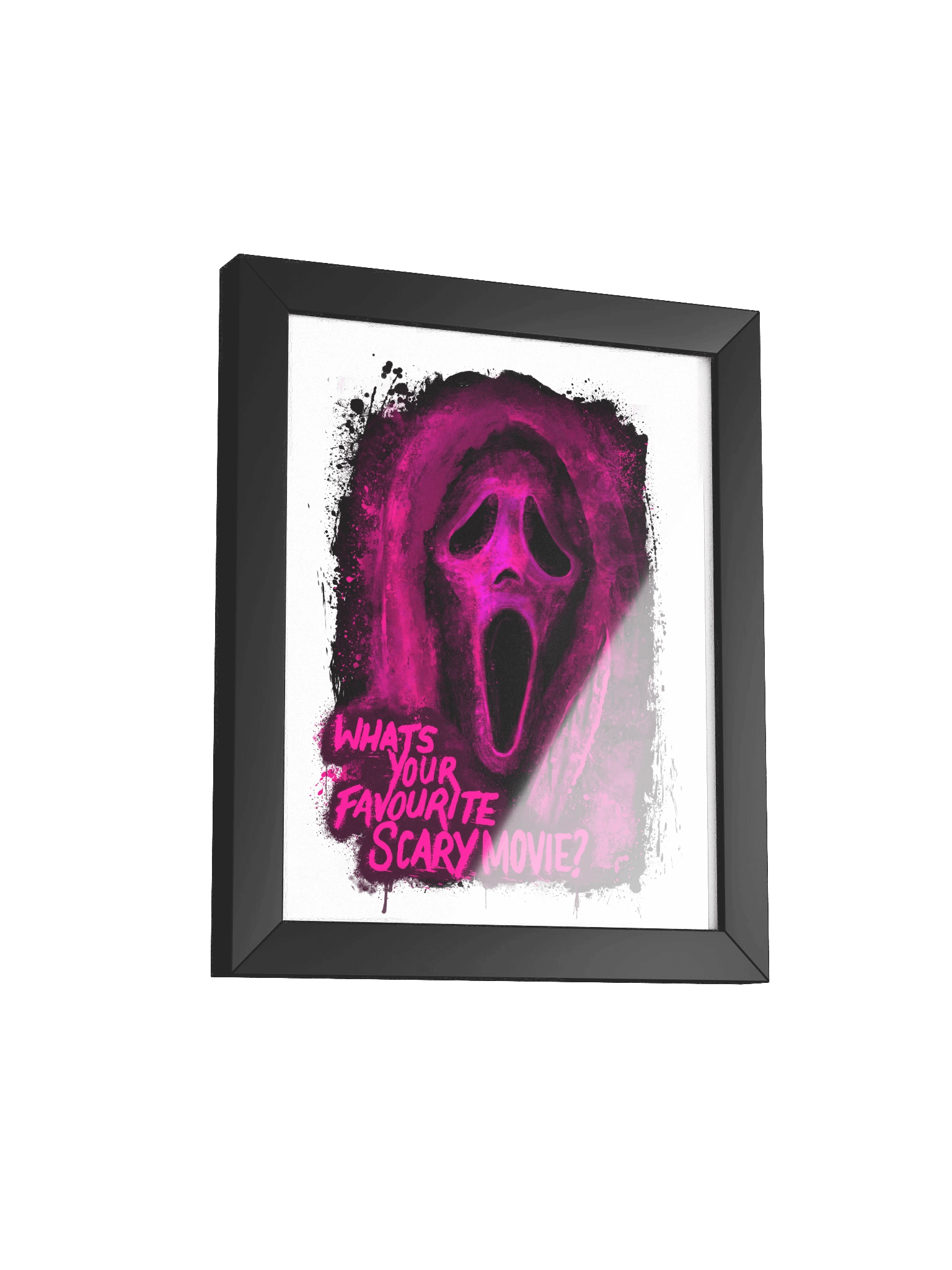 WHITE Framed Ghost Face Print (Pink) product image (2)