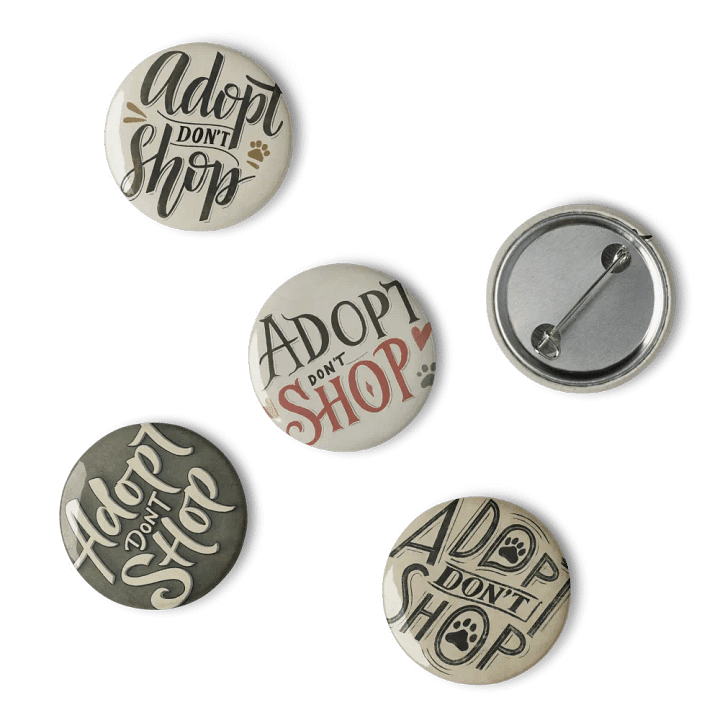 Adopt Don't Shop Retro Pin Button Set product image (2)