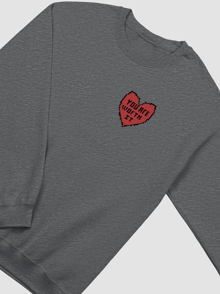 You are worth it pixel heart crewneck sweat shirt product image (2)