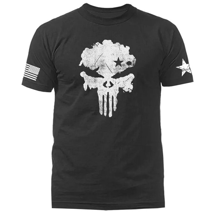 Skull US Flag American Pride Warrior Patriotic Military Graphic T-shirt product image (1)