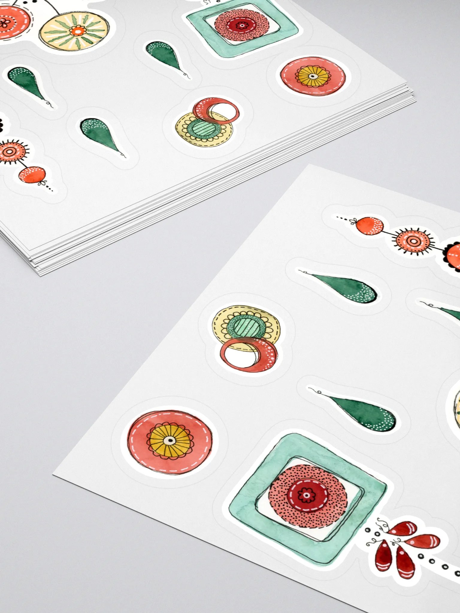 Watercolor FlowerDoodle Sticker Set, Flower Doodle Sticker product image (4)