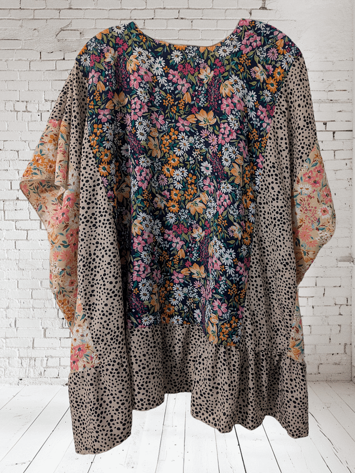 2X Boho Short Sleeve Flower Kimono product image (2)