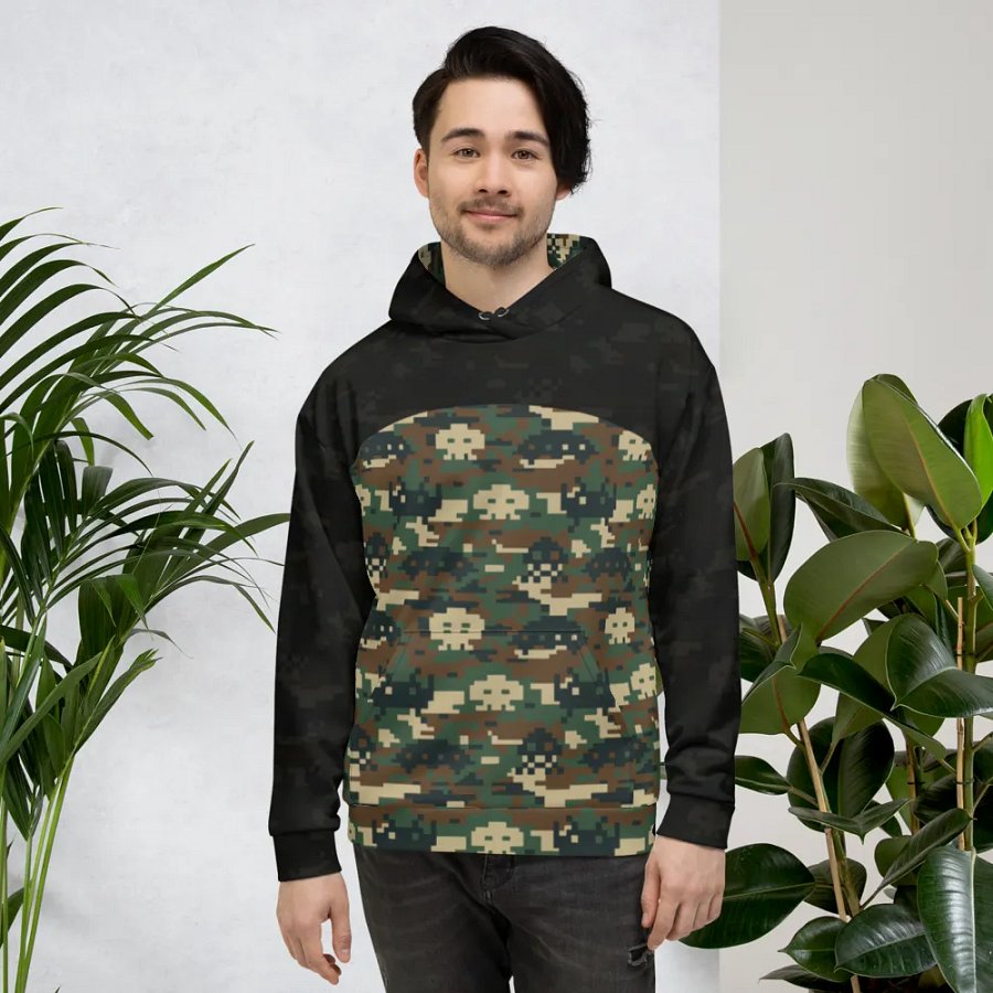 Space Invaders Camo Unisex Hoodie (Obsidian) product image (4)