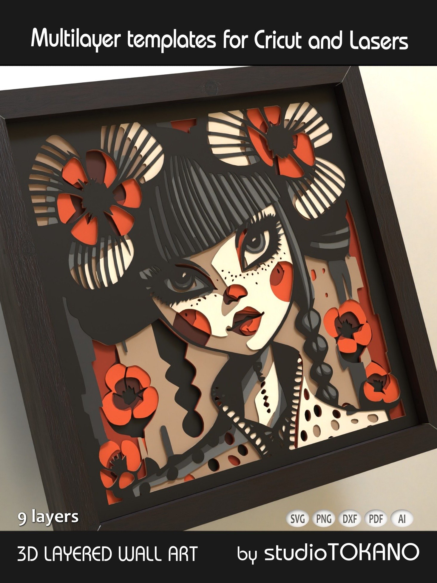 Poppy Girl 3D Shadow Box SVG product image (3)