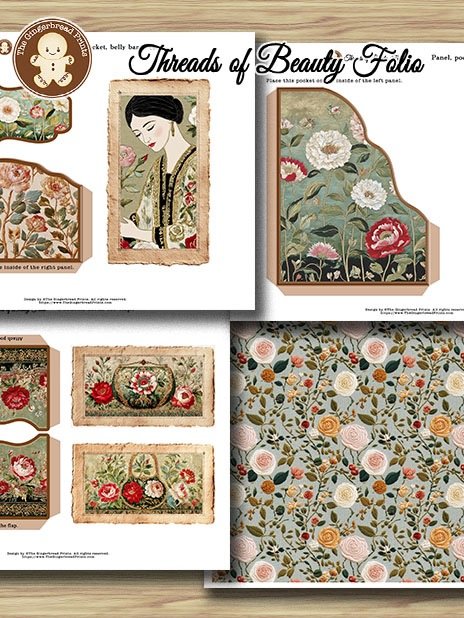 Threads of Beauty Victorian 3-Fold Gift Card Folio Kit – Instant Download product image (3)