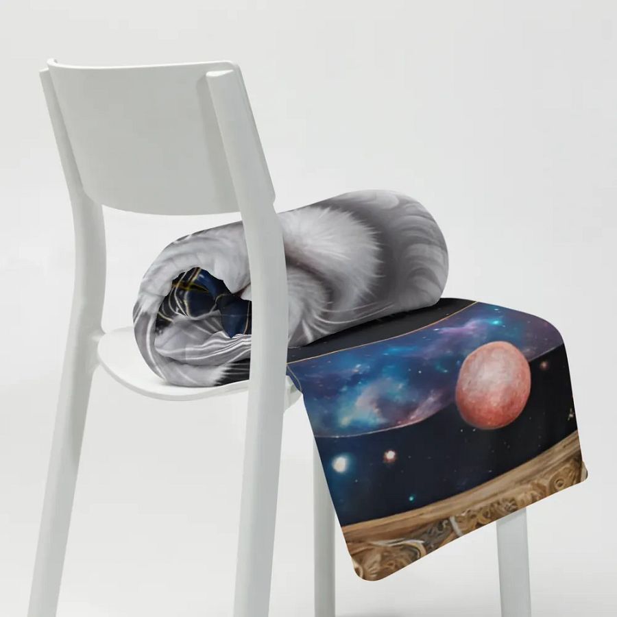 WHITE Cosmic Cat Luxury Throw Blanket product image (9)