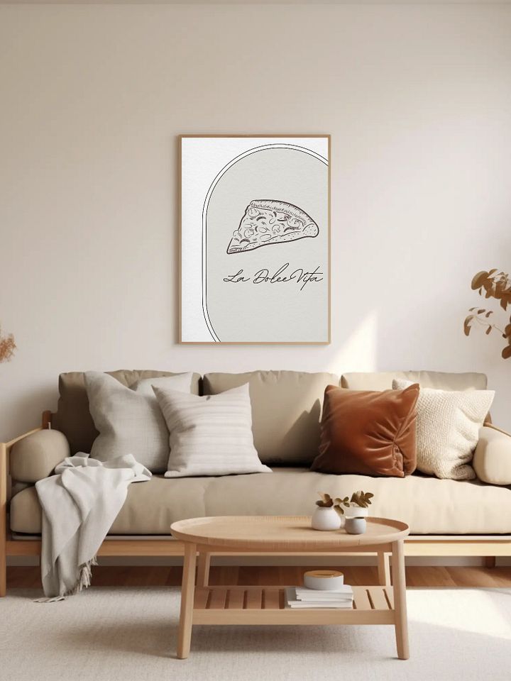 La Dolce Vita Italian Pizza Wall Art - Minimalist Kitchen Decor, Black and White Food Illustration, Modern Pizza Lover Print, Italian Decor product image (2)