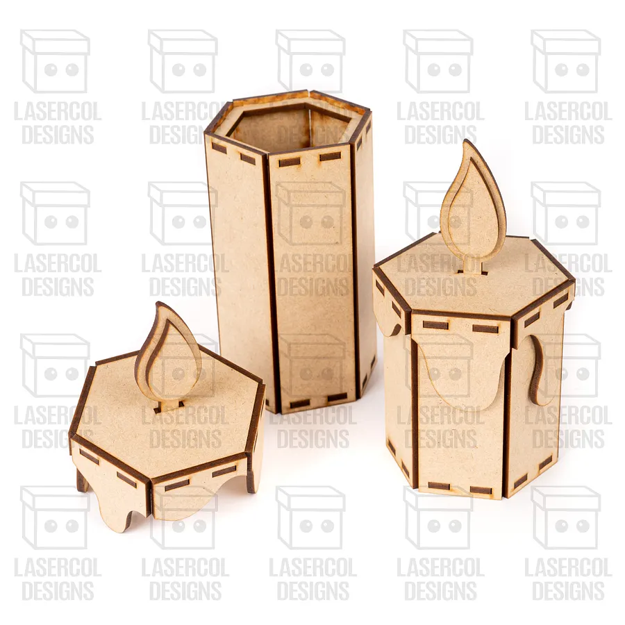 Christmas Candle Shaped Box (Three Sizes) - Laser Cut Files product image (6)