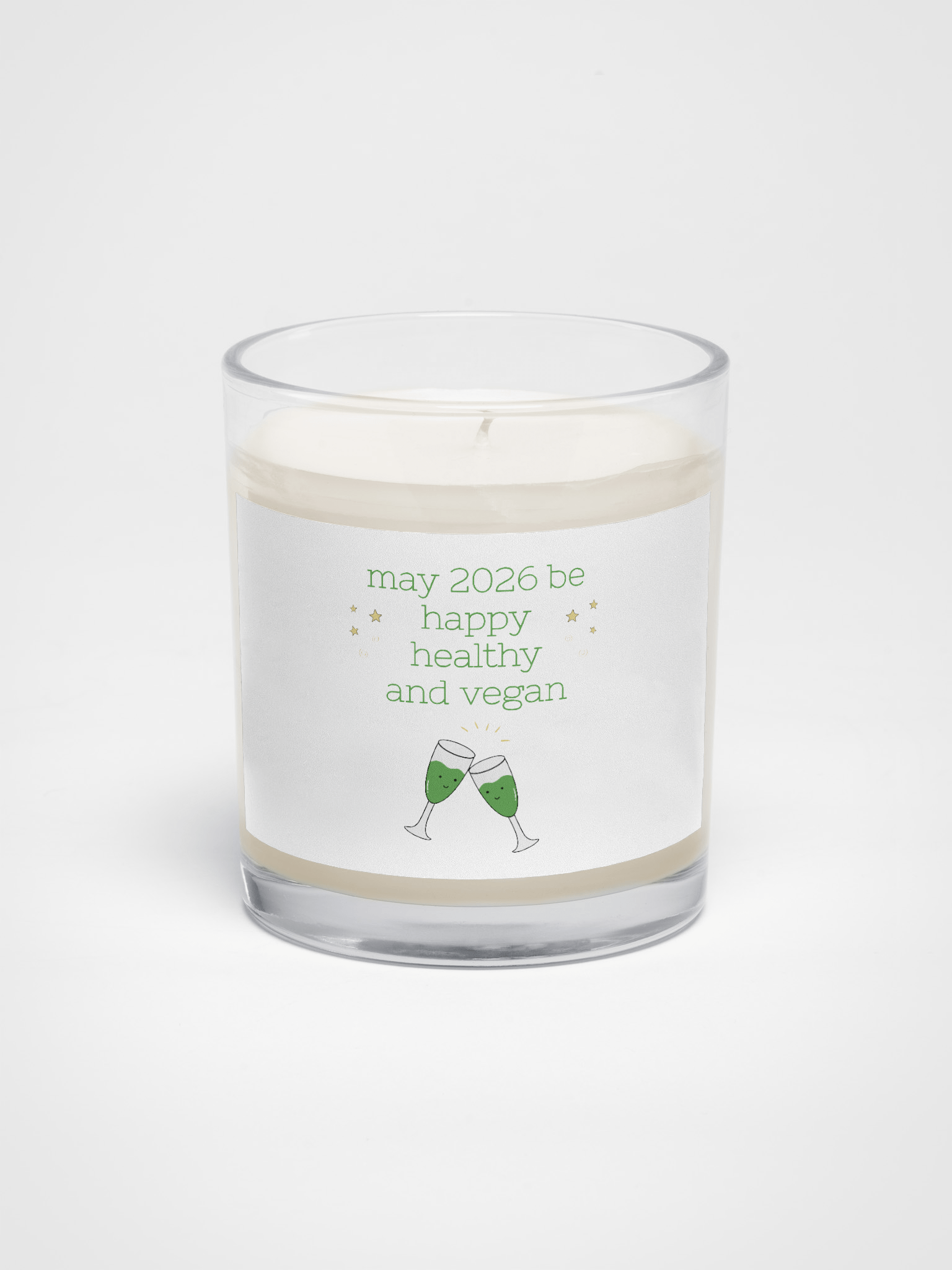 “Happy, Healthy, and Vegan 2026” Soy Wax Glass Jar Candle product image (1)
