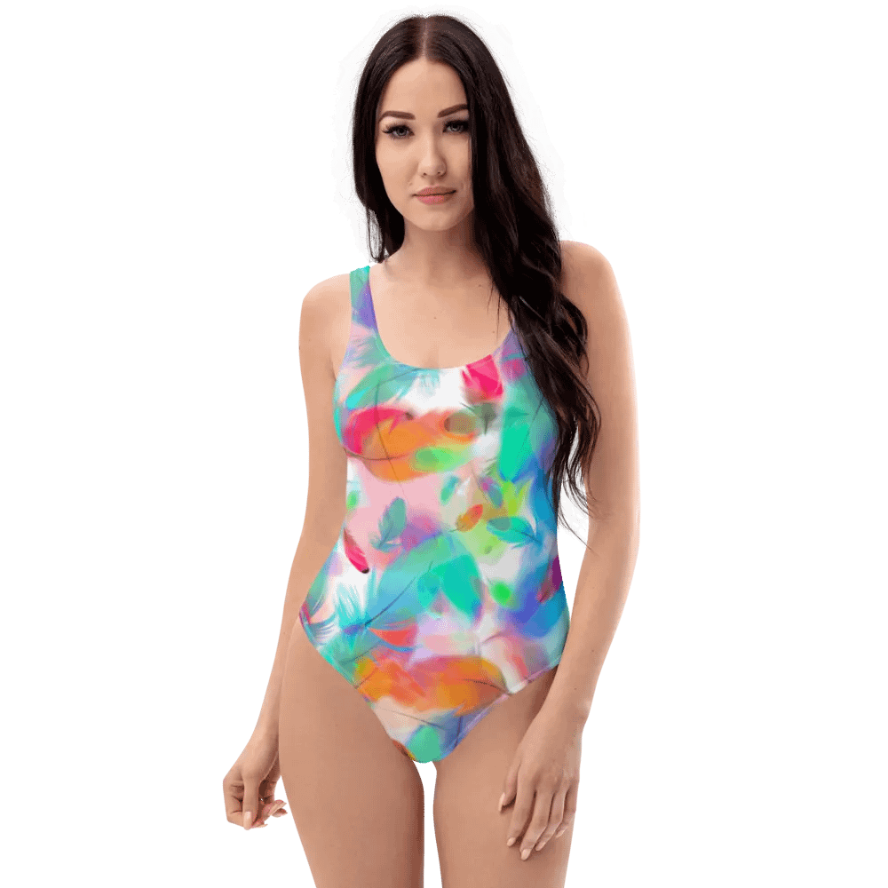 Colorful Feather Pattern Design One Piece Swimsuit - v2 product image (5)
