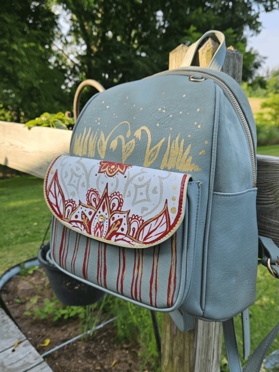 Custom Hand Painted Mini Backpack *Stay Present* Secret Reminder Bag product image (1)