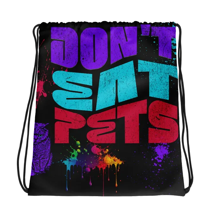 don't eat pets, Colorful Graffiti Drawstring Bag product image (1)