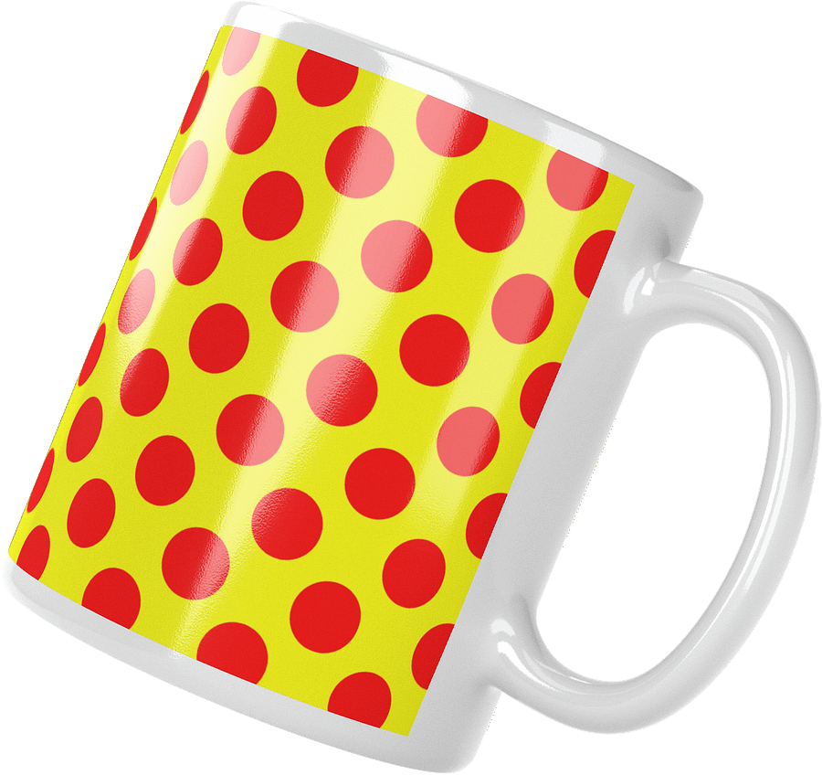 Red Polka Dots on Yellow Glossy Coffee Mug product image (1)