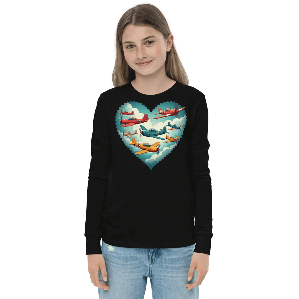 Whimsical Airplane Adventure Youth Long Sleeve T-Shirt product image (7)