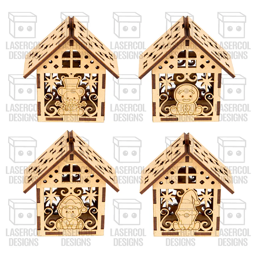 Christmas Ornaments Houses Box Set 2 - Laser Cut Files product image (8)